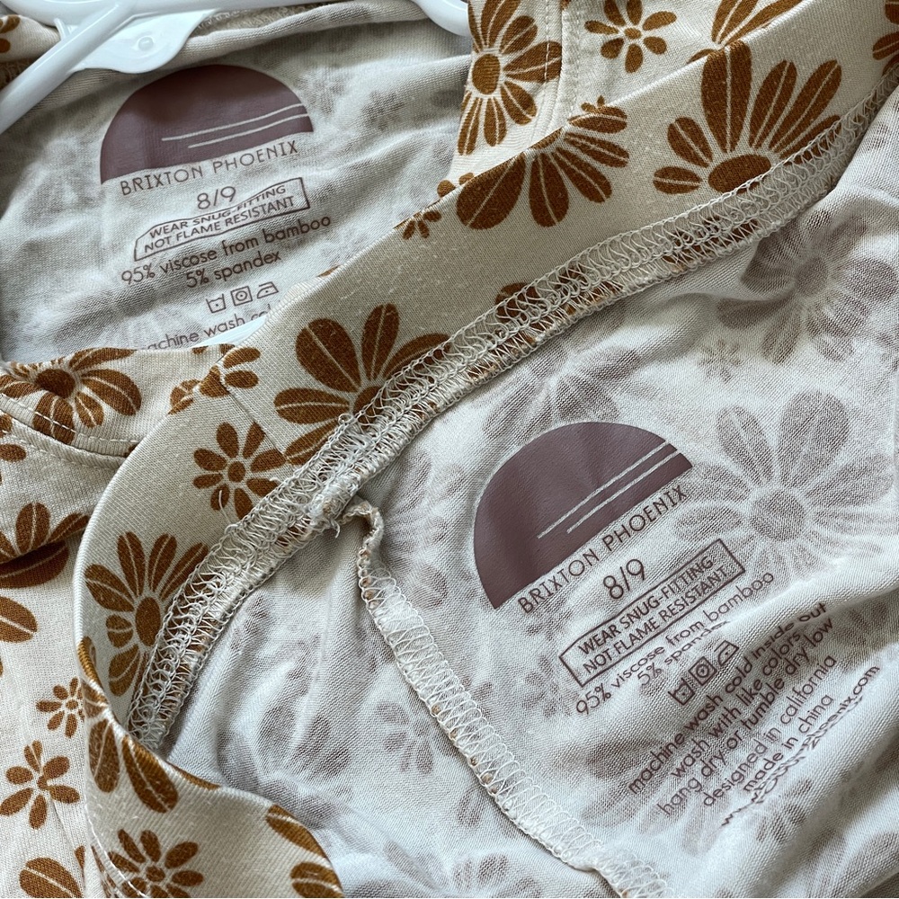 Brixton Phoenix Pajamas Set bamboo floral girls Cream (size 8/9y) fun loungewear - Picture 3 of 3